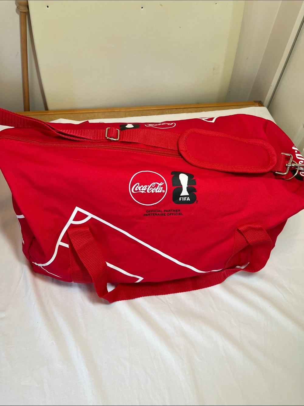 Coca-Cola x FIFA Red and White Logo Sports Duffle